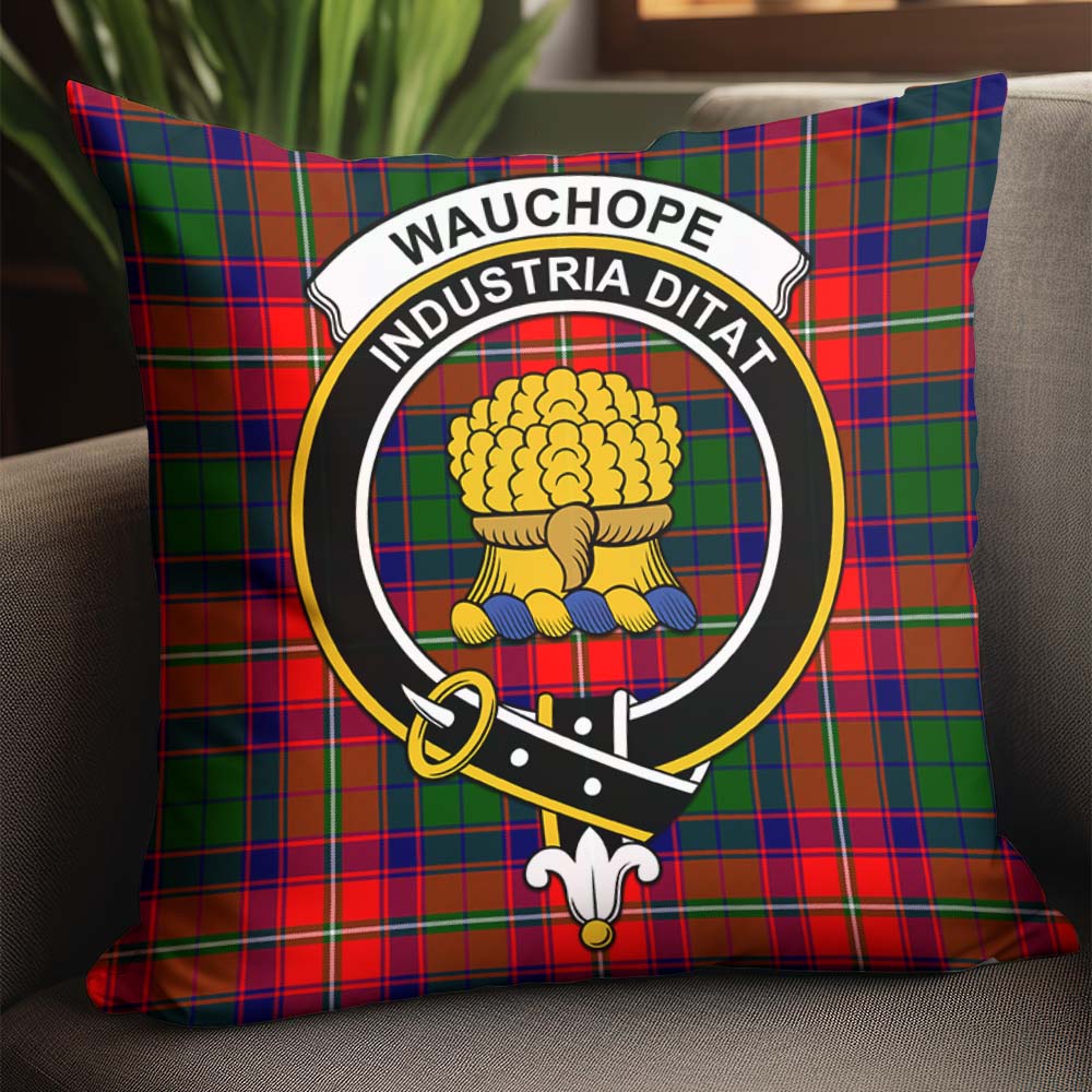 Wauchope Tartan Pillow Cover with Family Crest - Tartanvibesclothing