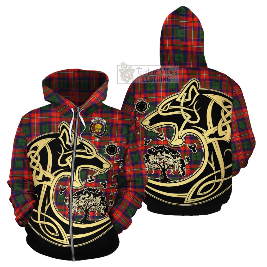 Wauchope Tartan Cotton Hoodie with Family Crest Celtic Wolf Style - Tartan Vibes Clothing