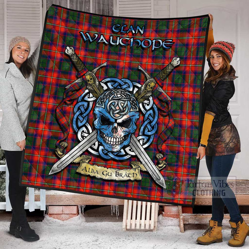 Wauchope Tartan Quilt with Celtic Skull Alba Gu Brath Style - Tartan Vibes Clothing