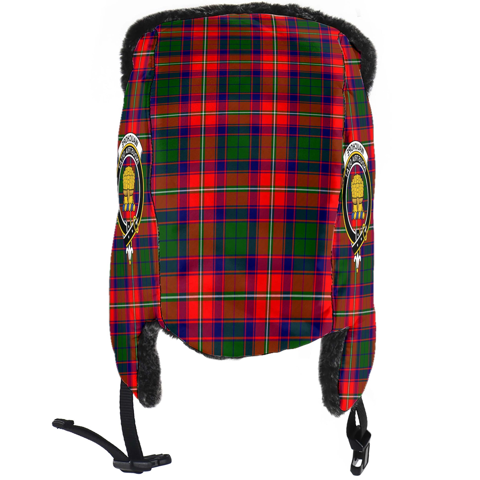 Wauchope Tartan Winter Trapper Hat with Family Crest - Tartanvibesclothing