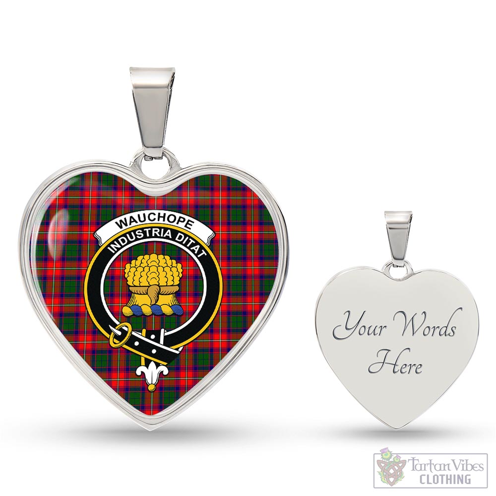 Wauchope Tartan Heart Necklace with Family Crest Luxury Necklace (Silver) Yes - Tartan Vibes Clothing