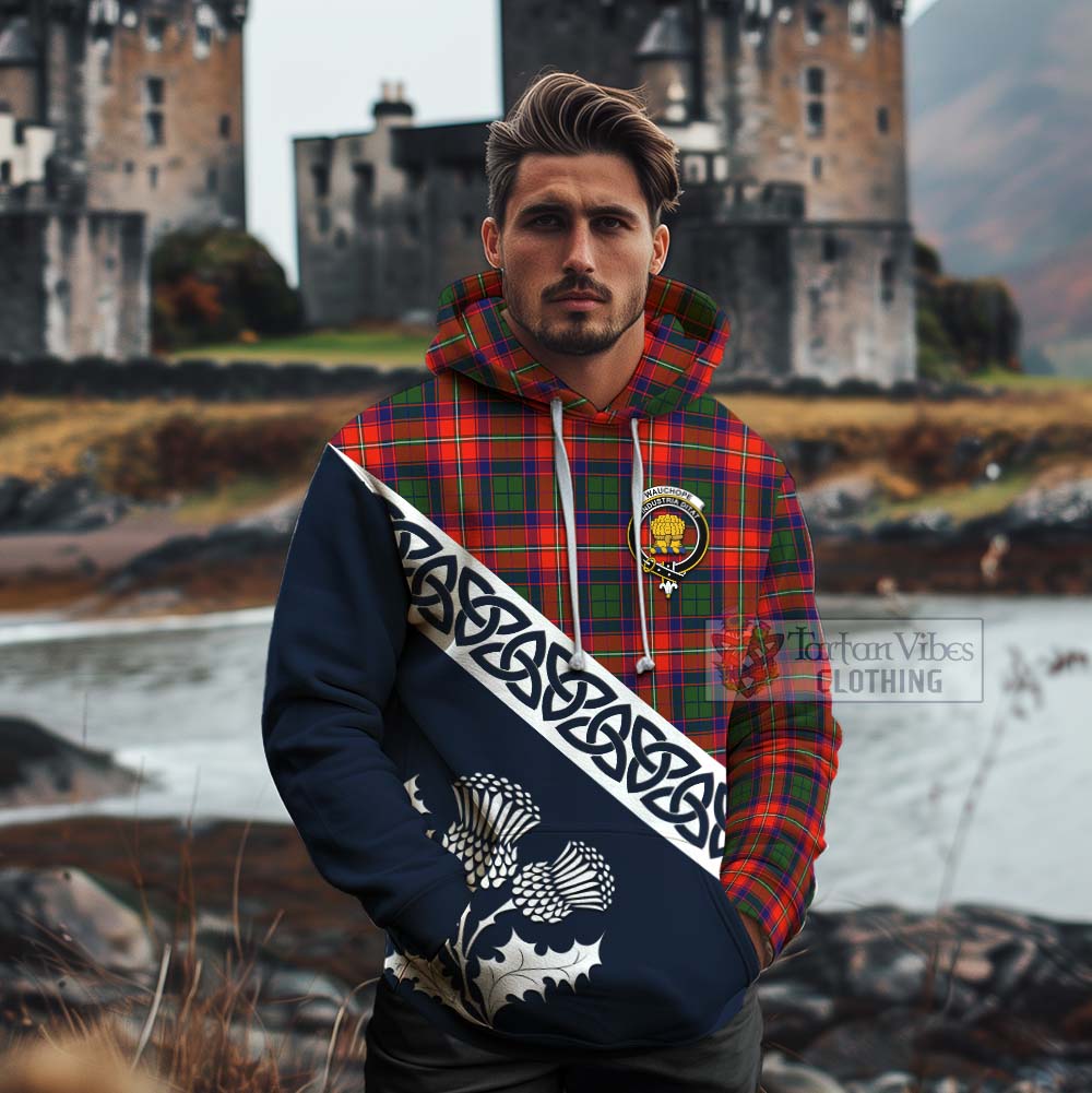 Wauchope Tartan Cotton Hoodie Featuring Thistle and Scotland Map - Tartan Vibes Clothing