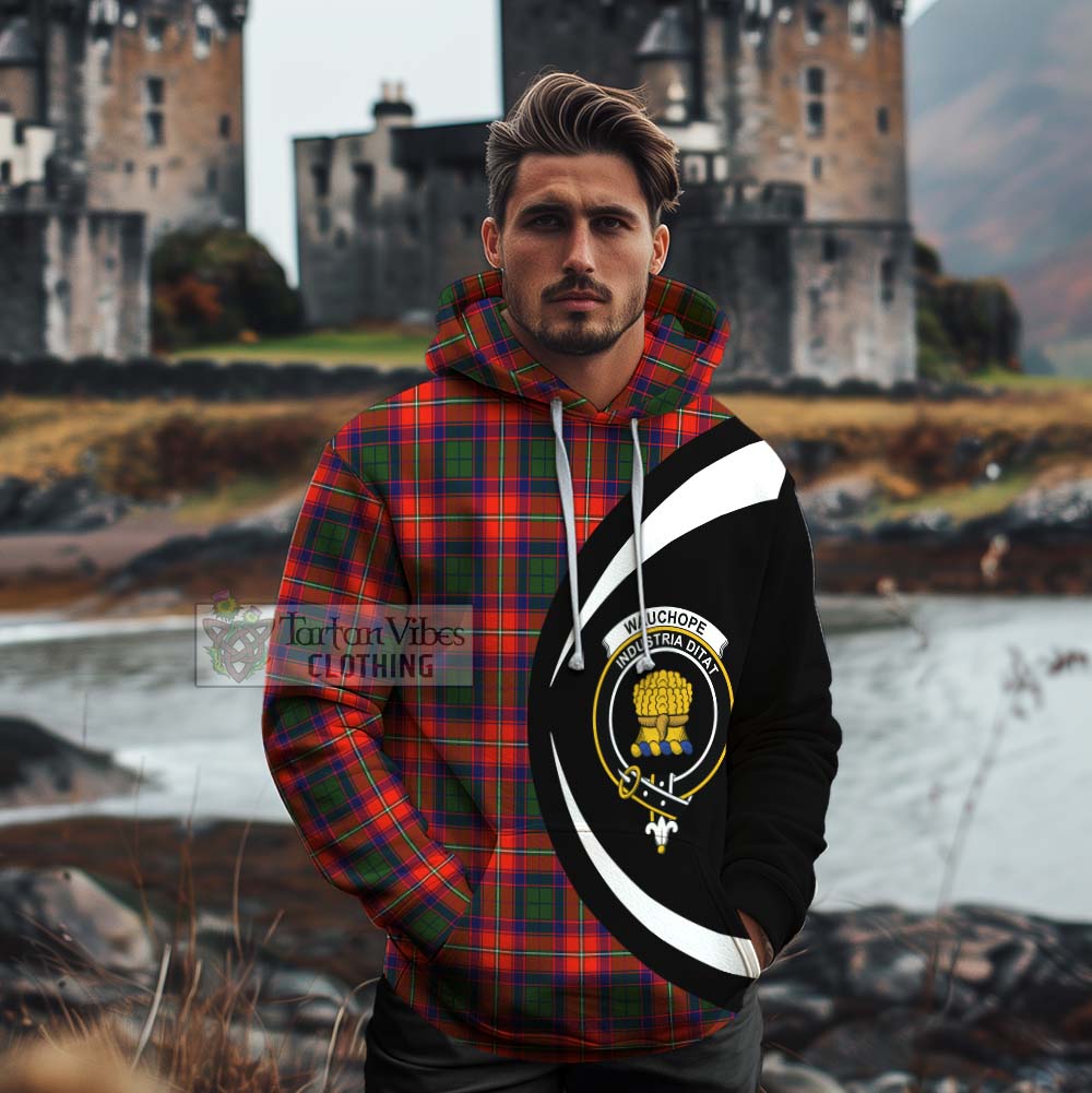 Wauchope Tartan Cotton Hoodie with Family Crest Circle Style - Tartan Vibes Clothing