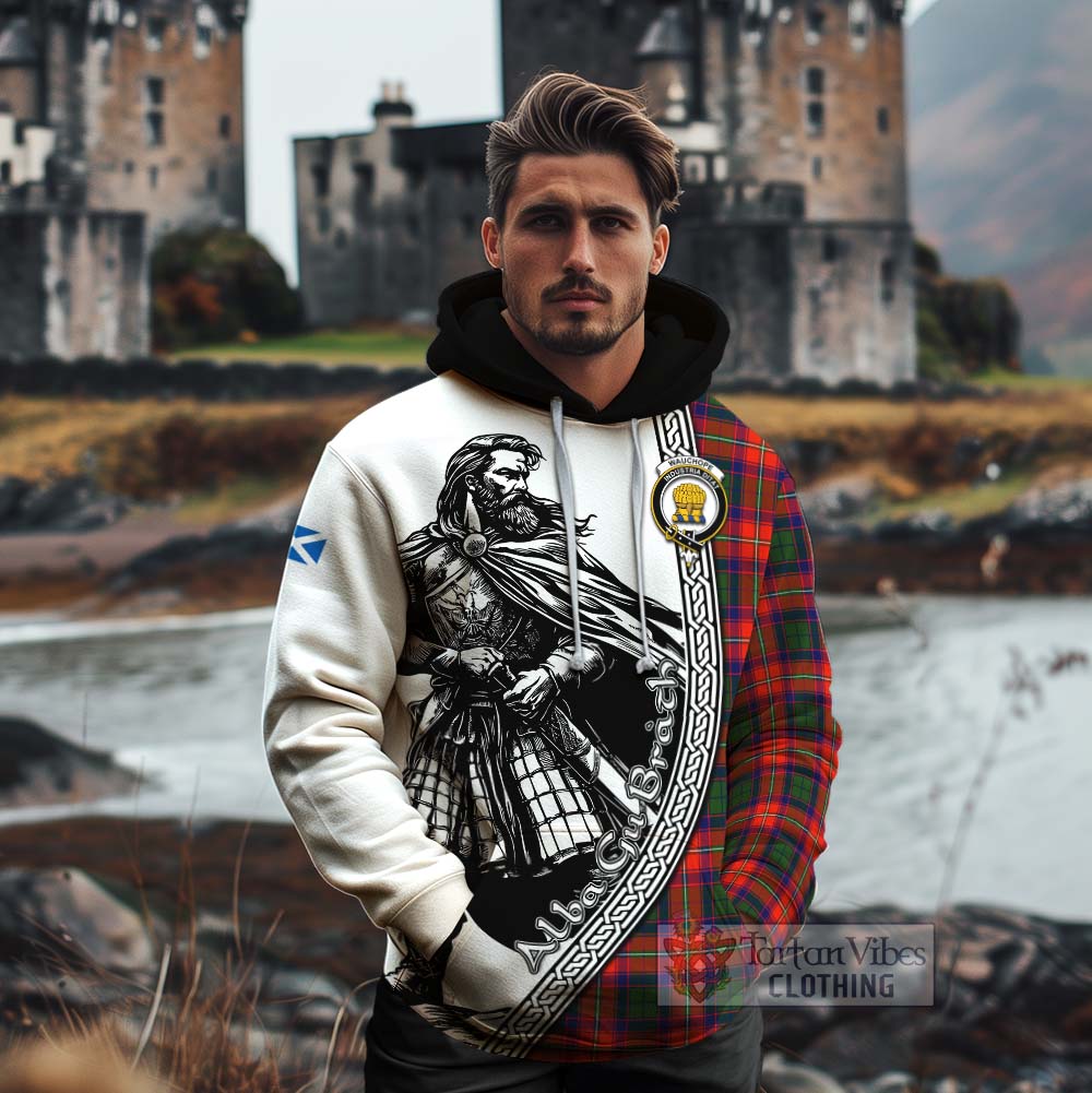Wauchope Tartan Clan Crest Cotton Hoodie with Highlander Warrior Celtic Style - Tartan Vibes Clothing