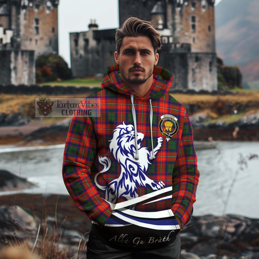 Wauchope Tartan Cotton Hoodie with Alba Gu Brath Regal Lion Emblem - Tartan Vibes Clothing