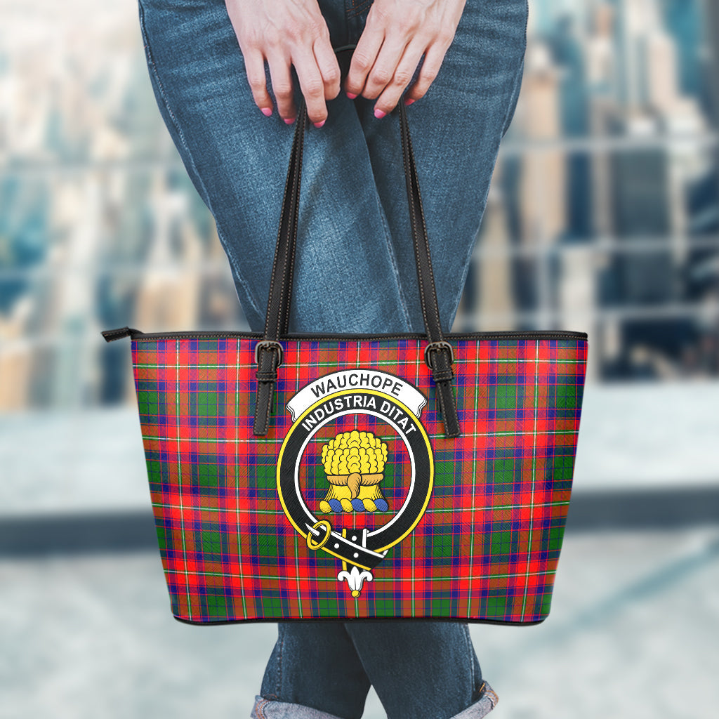Wauchope Tartan Leather Tote Bag with Family Crest - Tartan Vibes Clothing