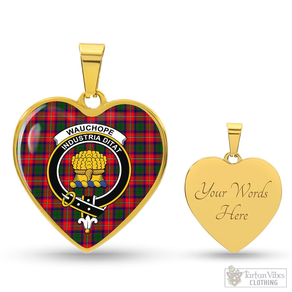 Wauchope Tartan Heart Necklace with Family Crest Luxury Necklace (Gold) Yes - Tartan Vibes Clothing