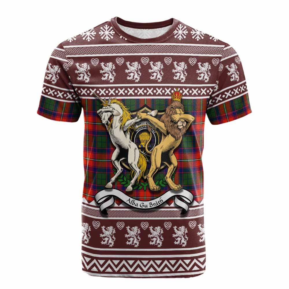 Wauchope Clan Tartan Crest Christmas Cotton T-shirt Coat of Arms Funny Style - Tartan Vibes Clothing