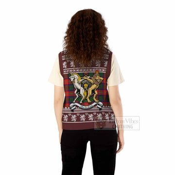 Wauchope Clan Tartan Crest Christmas Knitted V-Neck Vest Coat of Arms Funny Style - Tartan Vibes Clothing