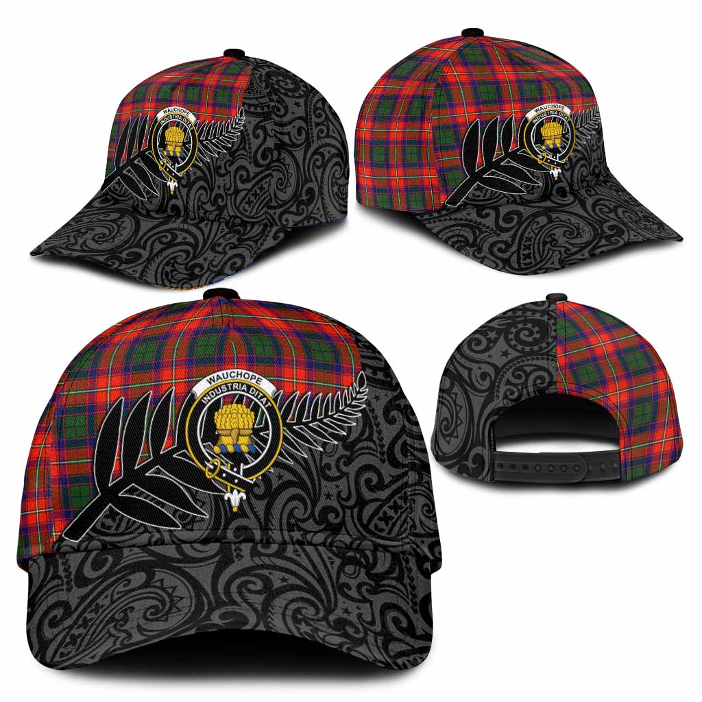 Wauchope Crest Tartan Classic Cap with New Zealand Silver Fern Half Style