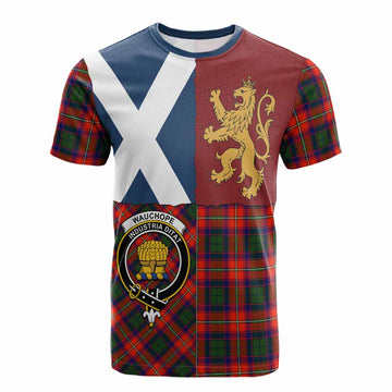 Wauchope Crest Tartan Cotton T-shirt with Lion Rampant Saltire Style