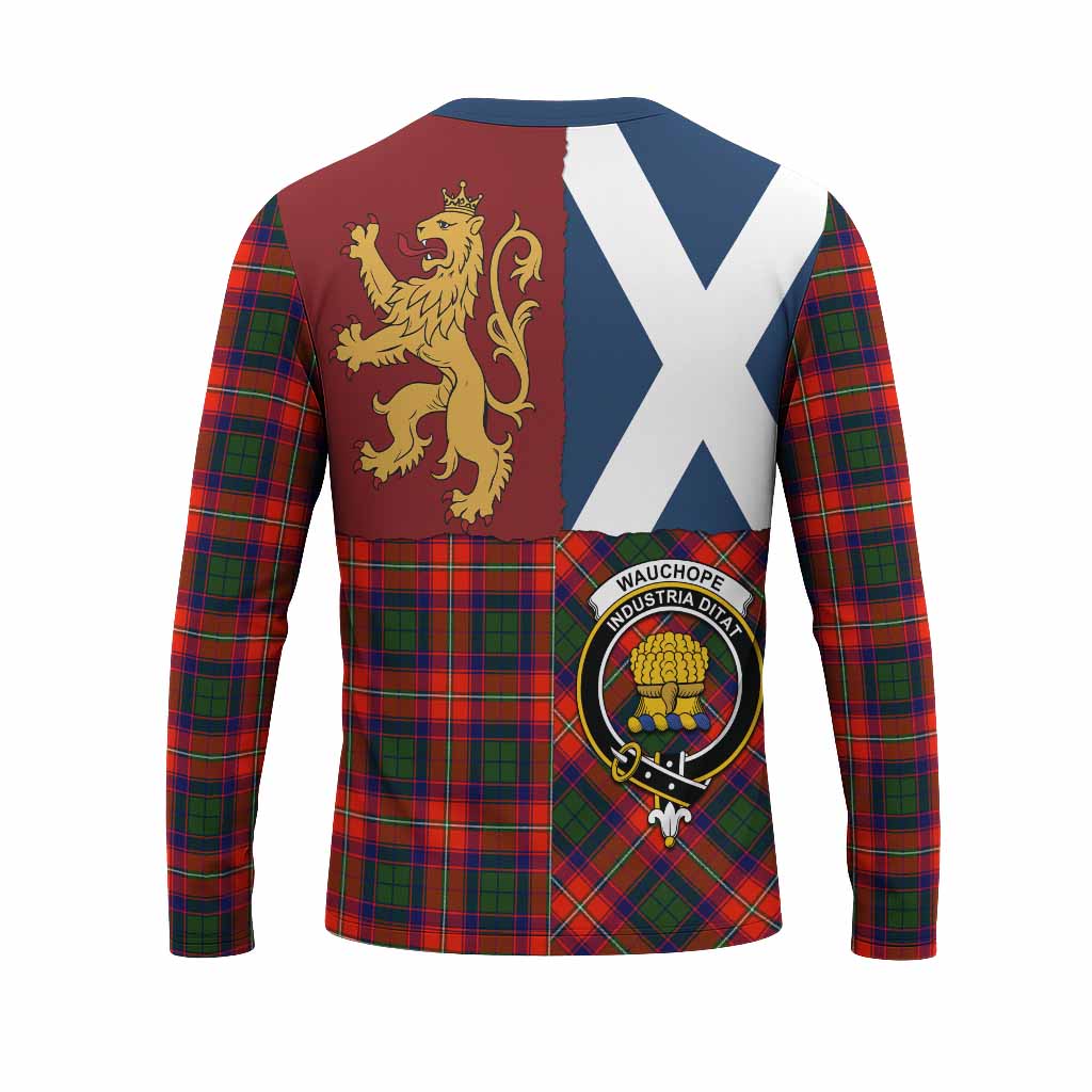 Wauchope Crest Tartan Long Sleeve T-Shirt with Lion Rampant Saltire Style
