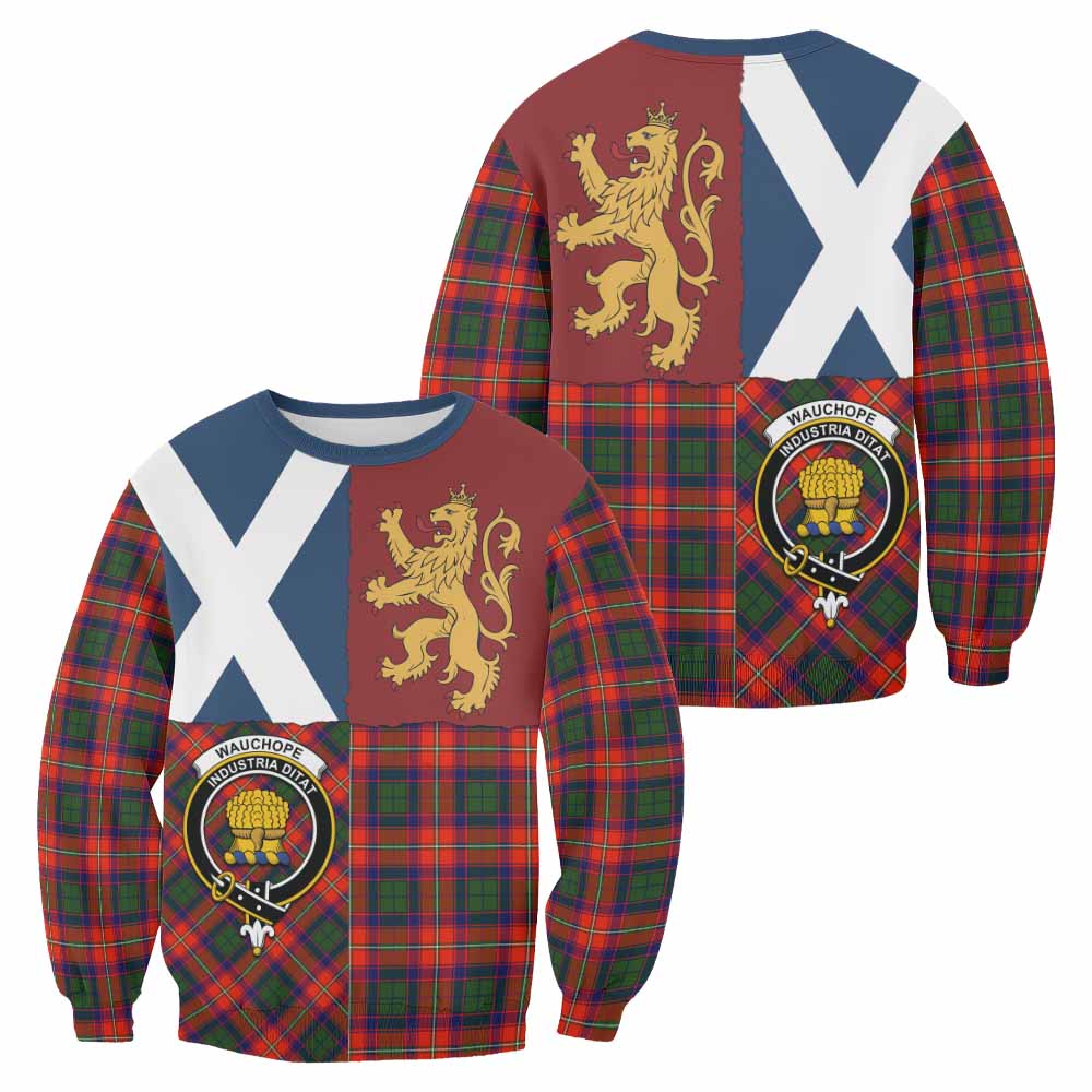 Wauchope Crest Tartan Sweatshirt with Lion Rampant Saltire Style