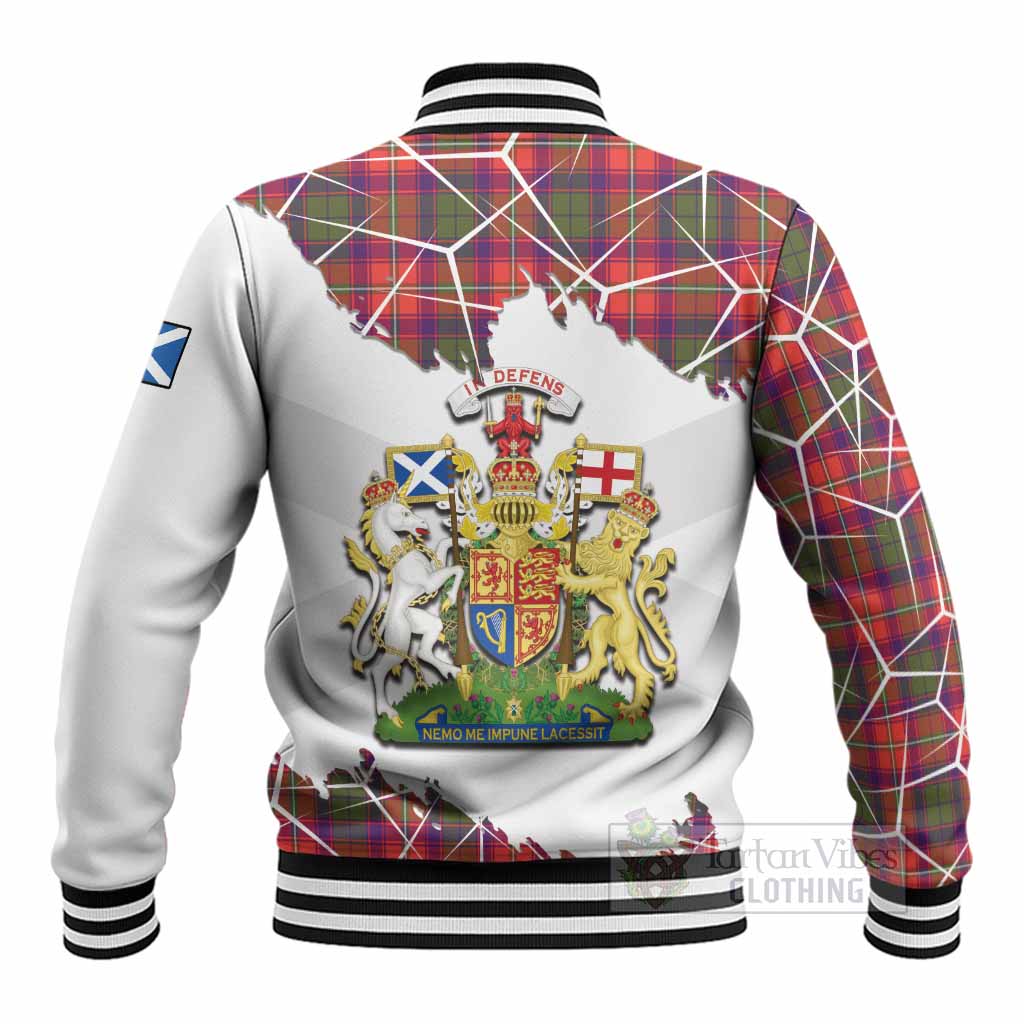 Wauchope Tartan Baseball Jacket with Family Crest and Lion Rampant Grunge Style