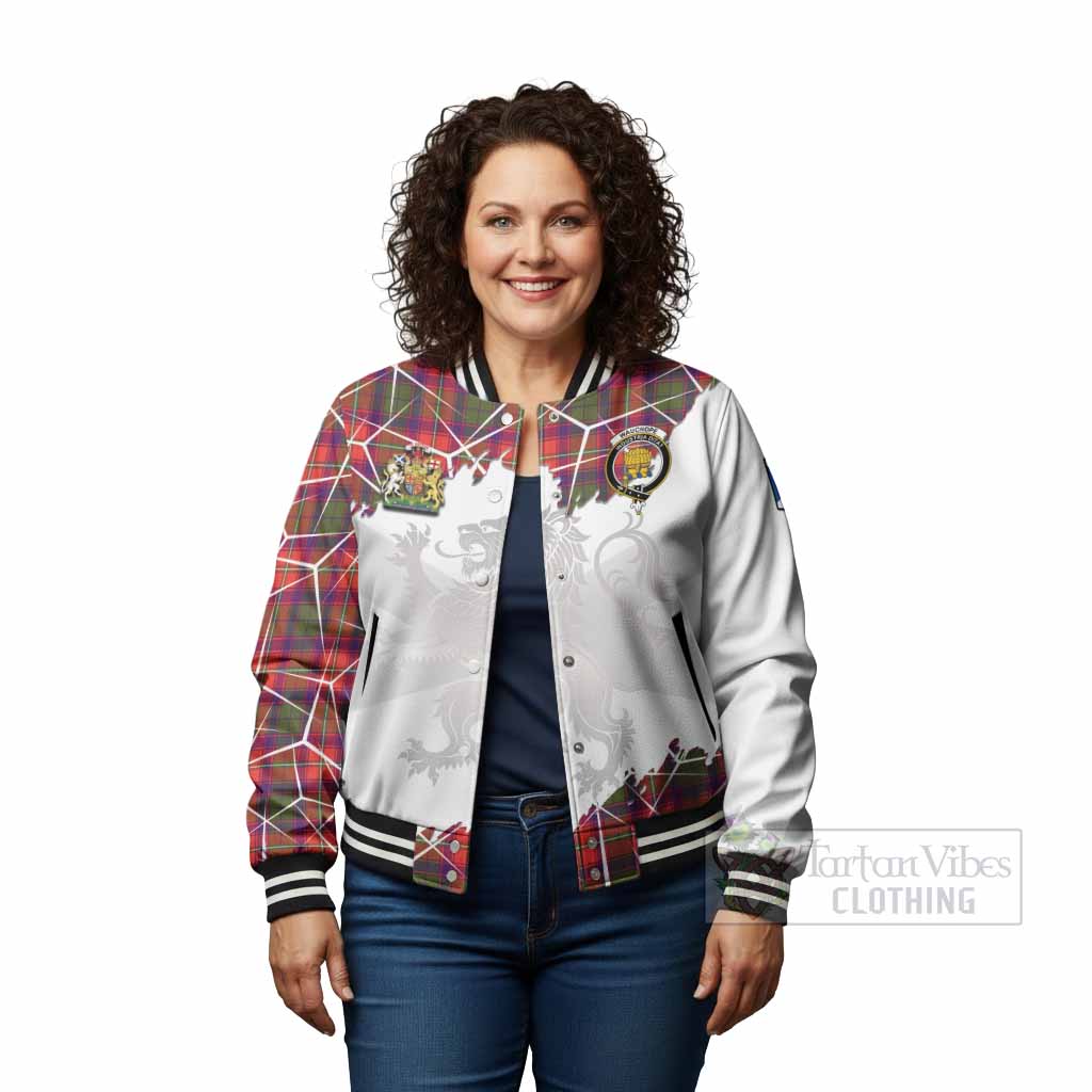 Wauchope Tartan Baseball Jacket with Family Crest and Lion Rampant Grunge Style