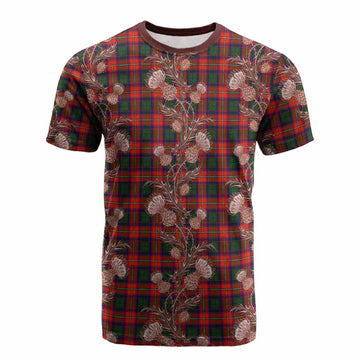 Wauchope Tartan Cotton T-shirt Seamless Scottish Thistle Flowers