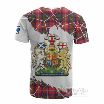 Wauchope Tartan Cotton T-shirt with Family Crest and Lion Rampant Grunge Style