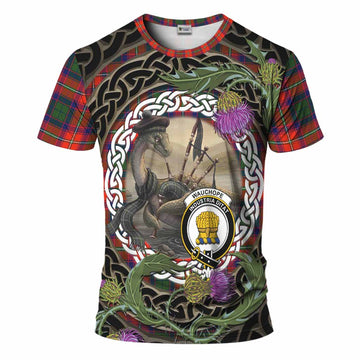 Wauchope Tartan Crest Bagpipe Nessie T-Shirt Scottish Loch Ness Monster Celtic Thistle