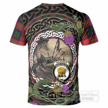 Wauchope Tartan Crest Bagpipe Nessie T-Shirt Scottish Loch Ness Monster Celtic Thistle