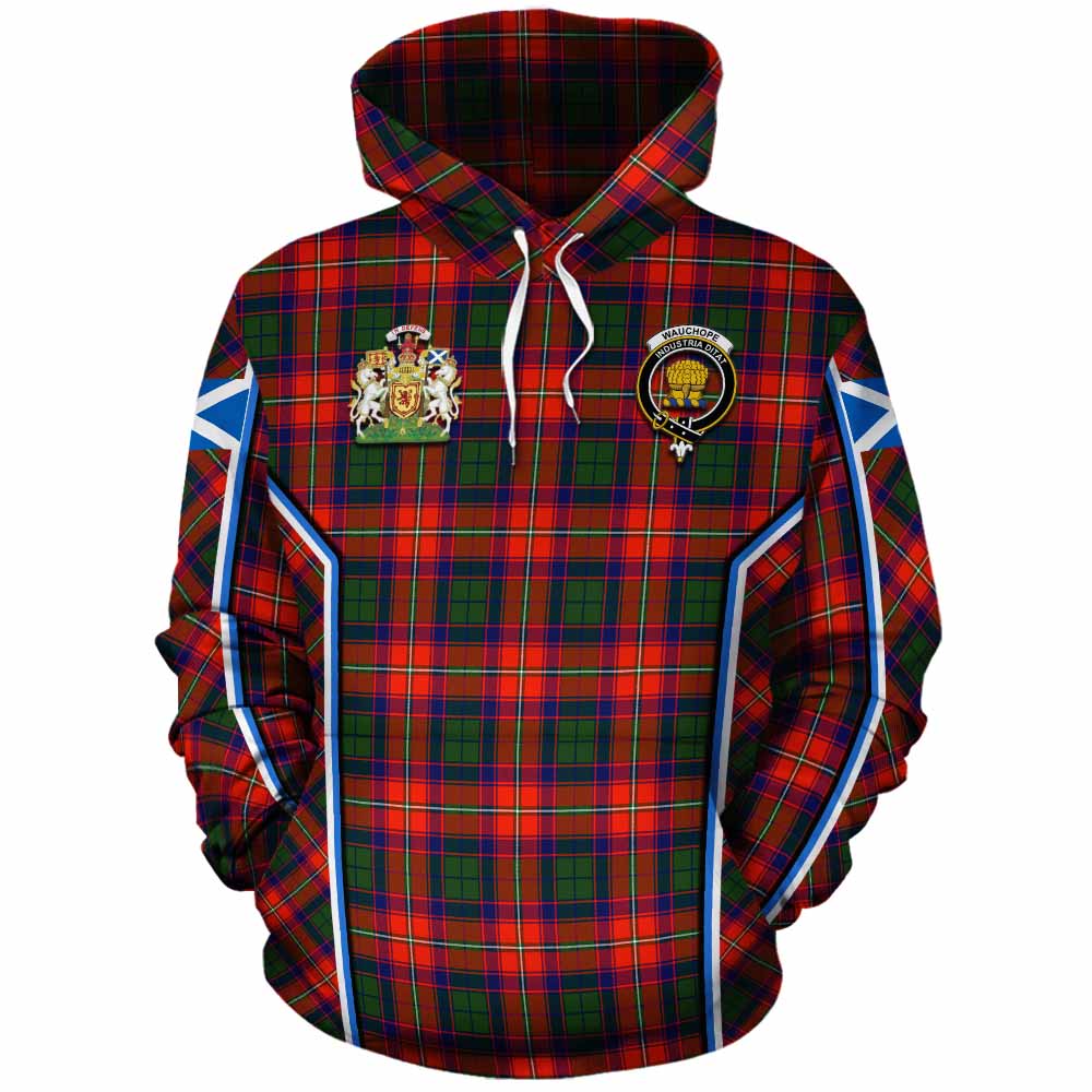 Wauchope Tartan Crest Cotton Hoodie Scotland Coat of Arm Flag Style - Tartan Vibes Clothing