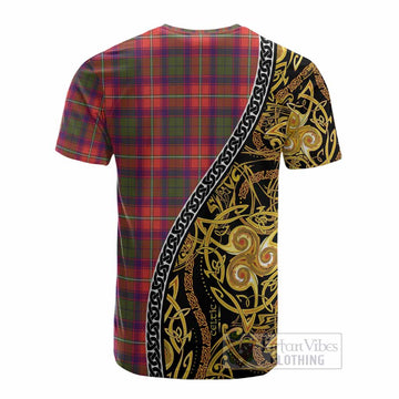 Wauchope Tartan Crest Cotton T-shirt Celtic Knot and Triple Trickle Spiral Symbols