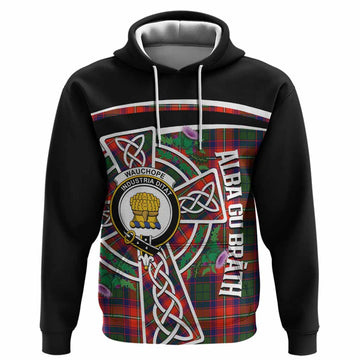 Wauchope Tartan Crest Hoodie Scottish Thistle Celtic Cross Alba Gu Brath