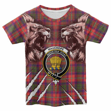 Wauchope Tartan Crest Kid T-shirt Ferocious Lion Style