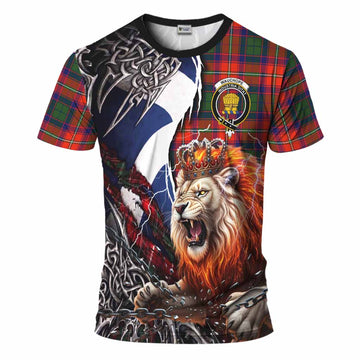 Wauchope Tartan Crest T-Shirt Heritage Flag Grunge Celtic Knot and Lion Rampant