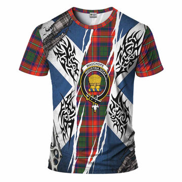 Wauchope Tartan Crest T-Shirt Scotland Flag Ripped Tribal Design