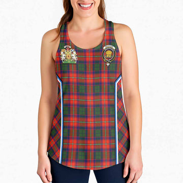 Wauchope Tartan Crest Women Racerback Tanks Scotland Coat of Arm Flag Style