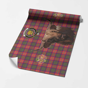 Wauchope Tartan Crest Wrapping Paper Scotland Heilan Coo Tartan Seamless Style