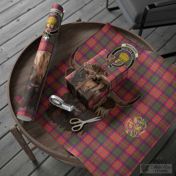 Wauchope Tartan Crest Wrapping Paper Scotland Heilan Coo Tartan Seamless Style