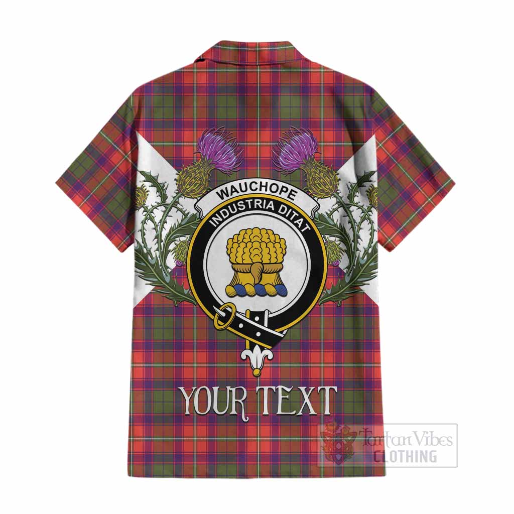 Wauchope Tartan Family Crest Cotton Hawaiian Shirt Scottish Burns Night Thistle Floral