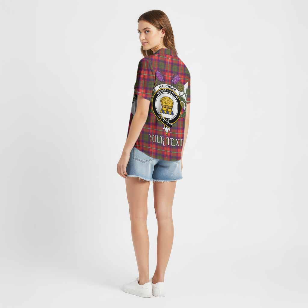 Wauchope Tartan Family Crest Cotton Hawaiian Shirt Scottish Burns Night Thistle Floral