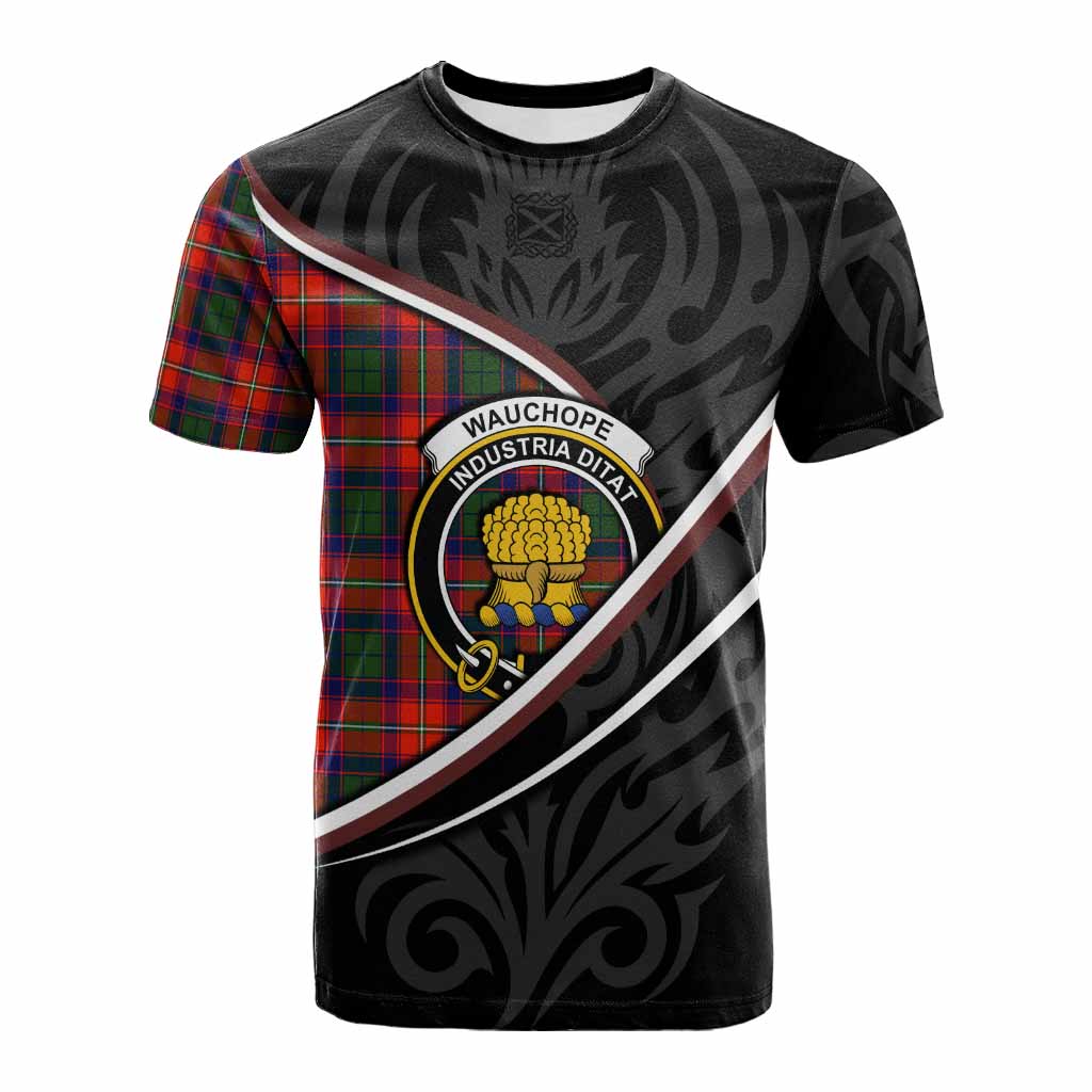 Wauchope Tartan Family Crest Cotton T-shirt Celtic Scottish Thistle Floral - Tartan Vibes Clothing