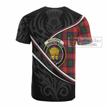 Wauchope Tartan Family Crest Cotton T-shirt Celtic Scottish Thistle Floral