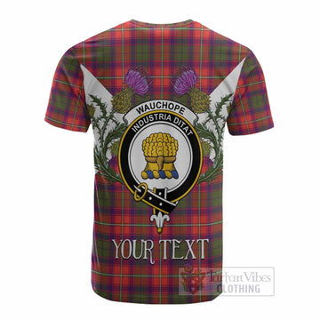 Wauchope Tartan Family Crest Cotton T-shirt Scottish Burns Night Thistle Floral