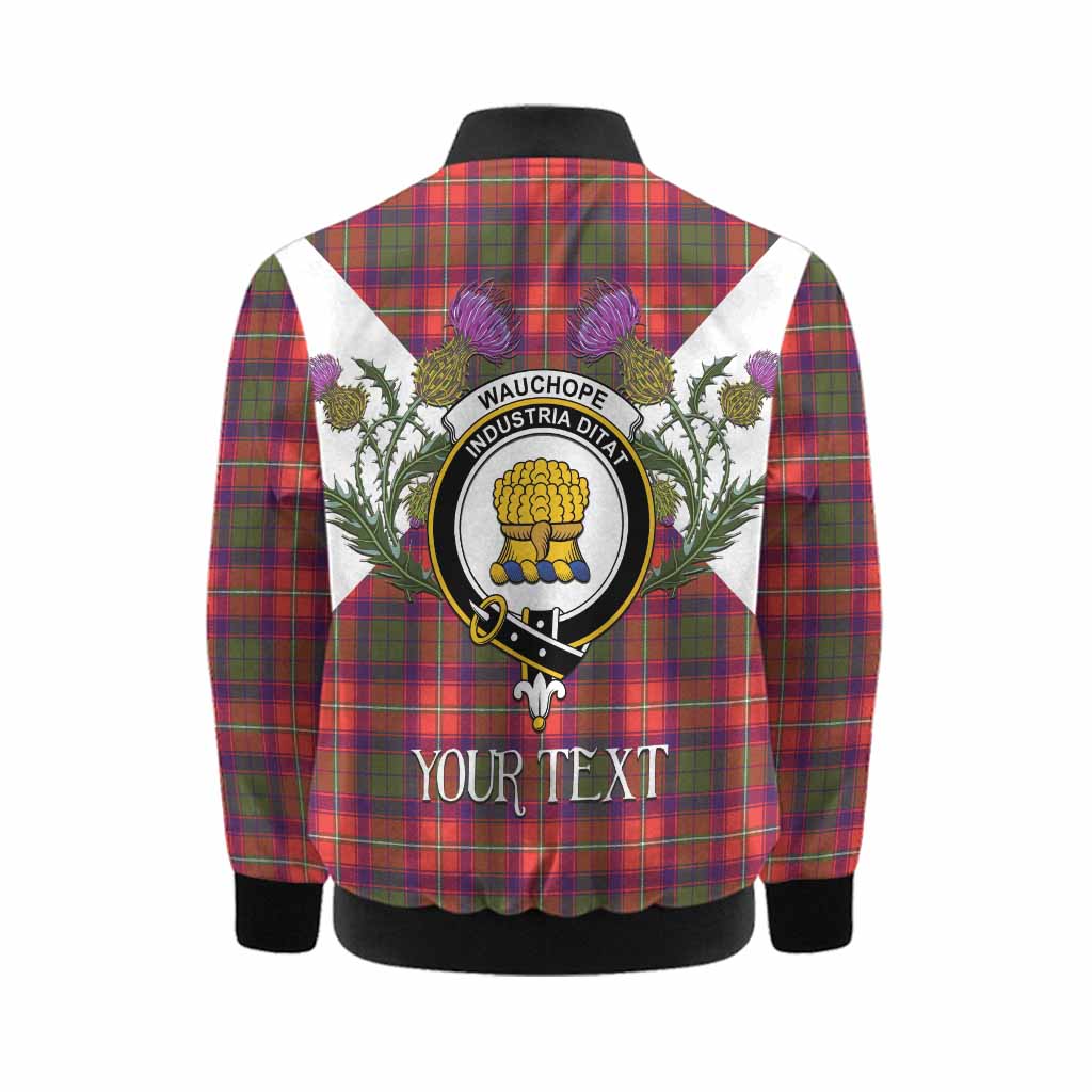 Wauchope Tartan Family Crest Kid Bomber Jacket Scottish Burns Night Thistle Floral