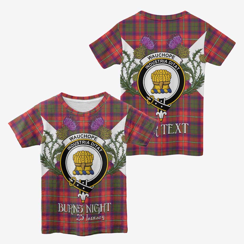 Wauchope Tartan Family Crest Kid T-shirt Scottish Burns Night Thistle Floral