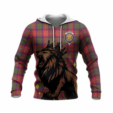 Wauchope Tartan Family Crest Knitted Hoodie Crowned Lion Roaring