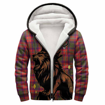 Wauchope Tartan Family Crest Sherpa Hoodie Crowned Lion Roaring