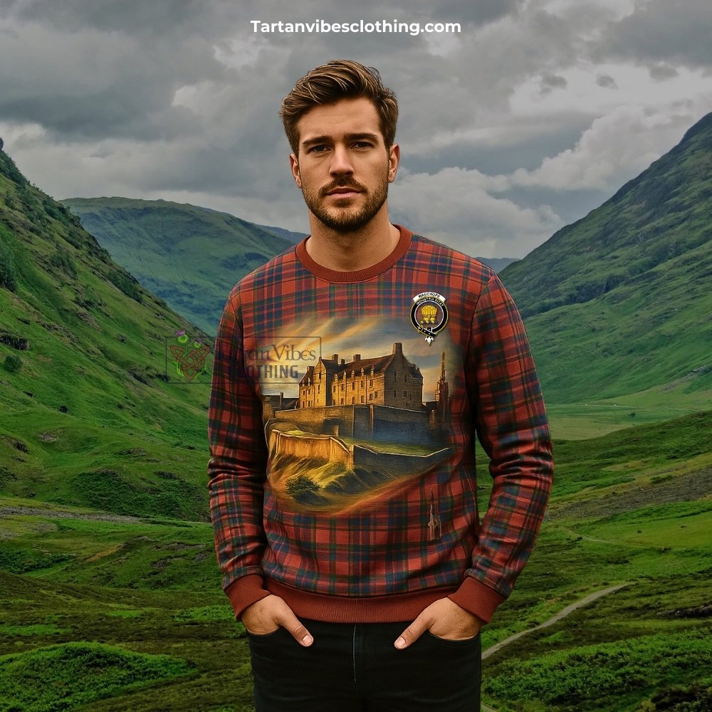 Wauchope Tartan Family Crest Sweatshirt with Scottish Ancient Castle Style