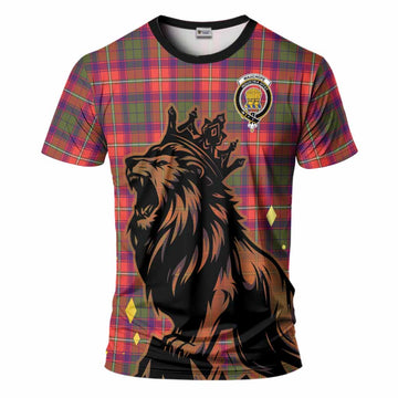 Wauchope Tartan Family Crest T-Shirt Crowned Lion Roaring