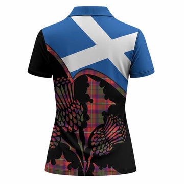 Wauchope Tartan Family Crest Women Polo Shirt Scotland Thistle Floral Flag Style