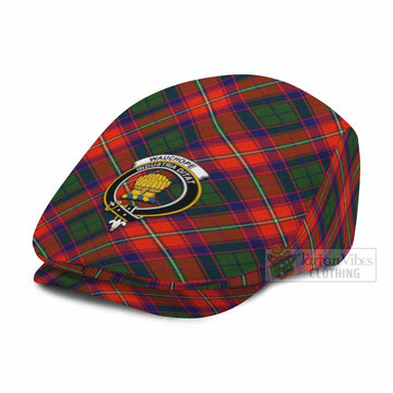 Wauchope Tartan Flat Cap, Jeff Cap Cross Style with Family Crest