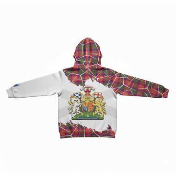 Wauchope Tartan Kid Hoodie with Family Crest and Lion Rampant Grunge Style