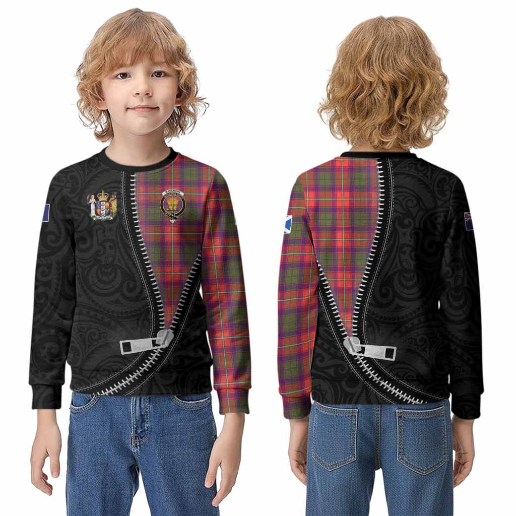 Wauchope Tartan Kid Knitted Sweatshirt New Zealand Pattern Unique Zipper Stylized