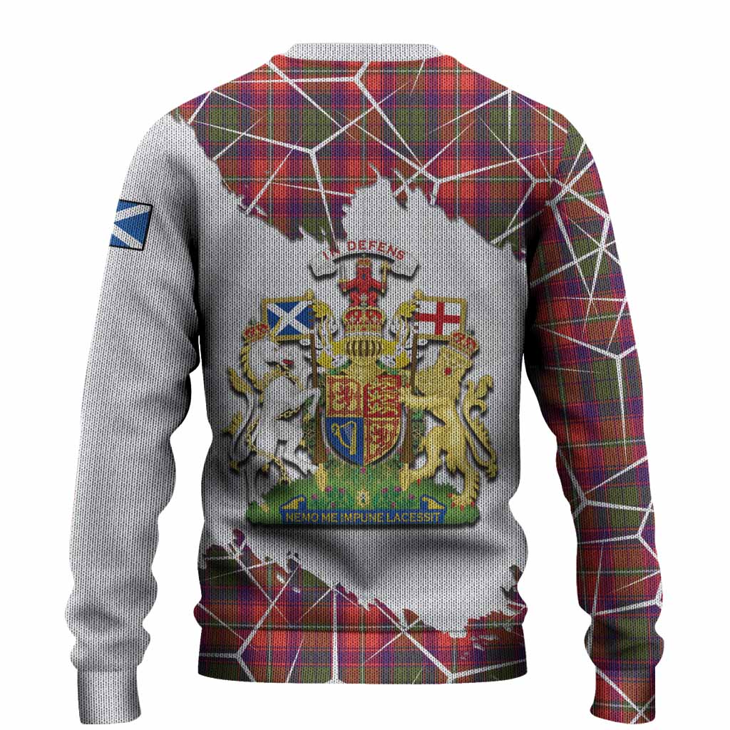 Wauchope Tartan Knitted Sweater with Family Crest and Lion Rampant Grunge Style