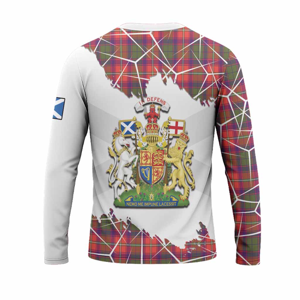 Wauchope Tartan Long Sleeve T-Shirt with Family Crest and Lion Rampant Grunge Style