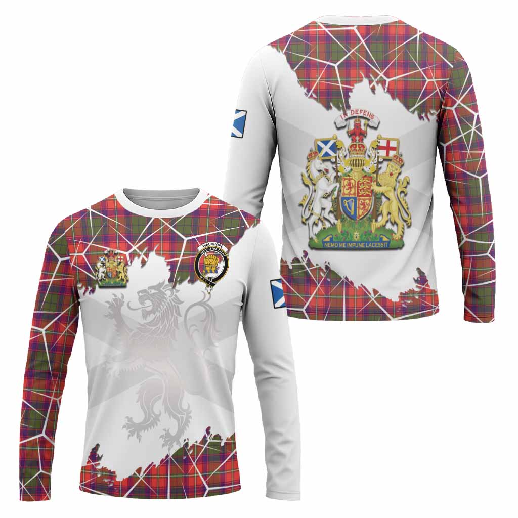 Wauchope Tartan Long Sleeve T-Shirt with Family Crest and Lion Rampant Grunge Style